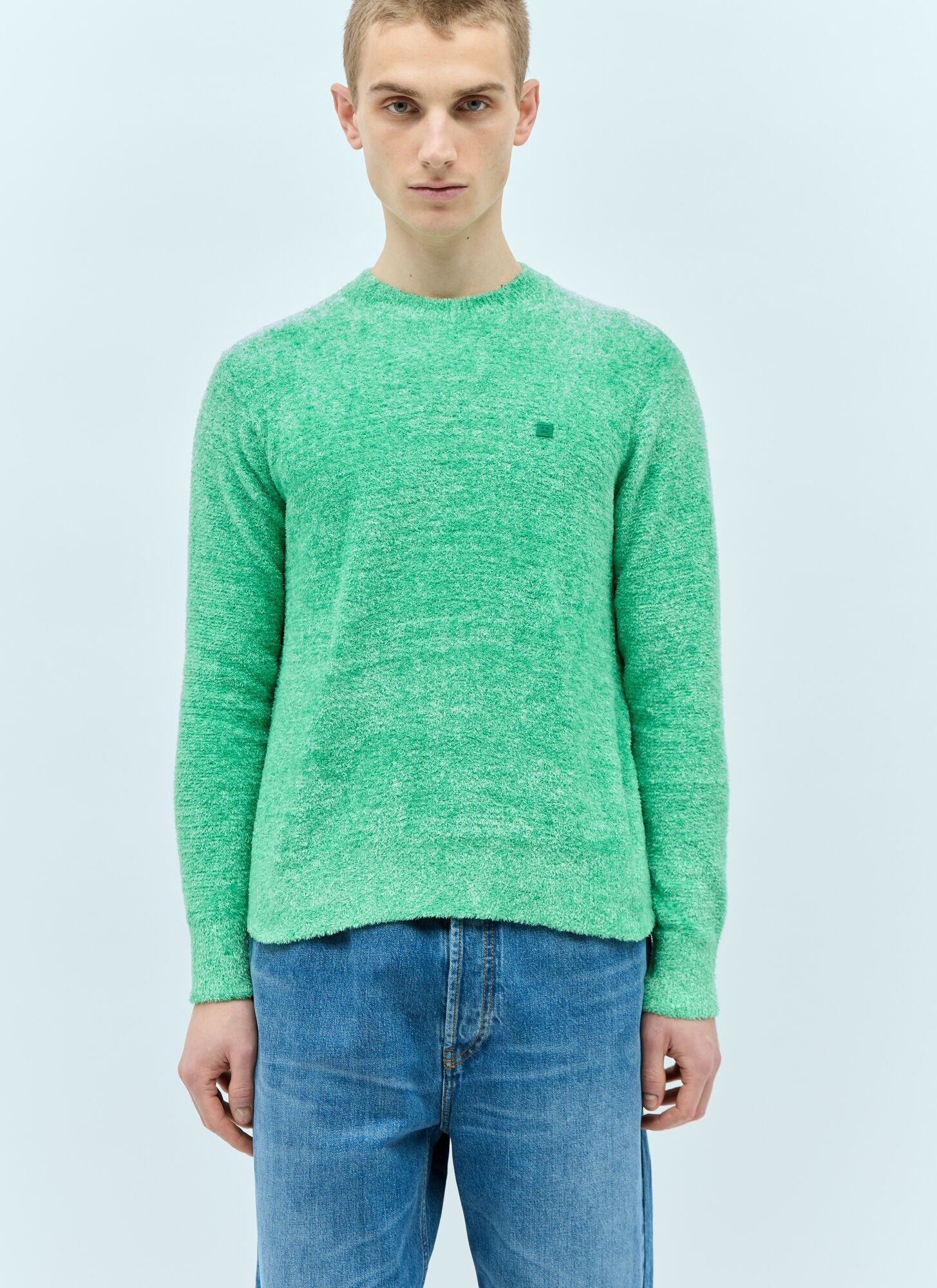 Acne Studios Men Textured Knit Sweater In Green