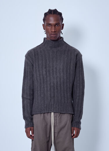 LN-CC® - Rick Owens: Turtle Neck Knit Jumper - Grey Rick Owens Turtle Neck Knit Jumper Grey ric0166001
