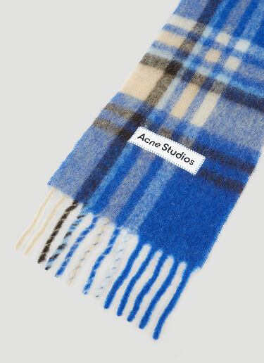 Acne Studios Logo Patch Check Scarf Blue acn0154050
