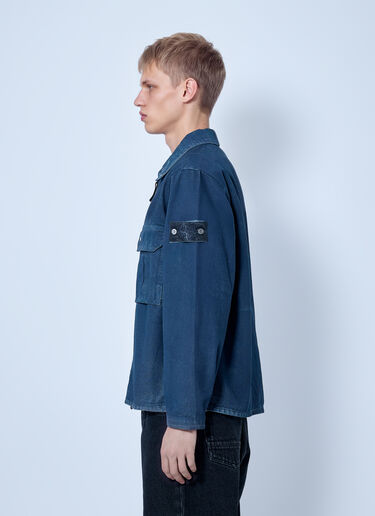 LN-CC® - Stone Island: Zip-Front Overshirt with Patch Pocket - Blue Stone Island Zip-Front Overshirt with Patch Pocket Blue sto0165103