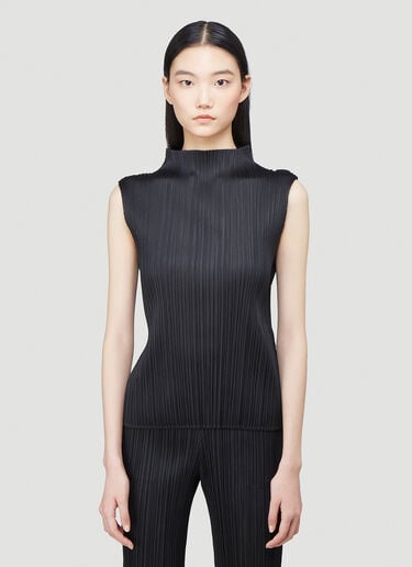 Pleats Please Issey Miyake Classic Pleated Tank Top Black plp0240003