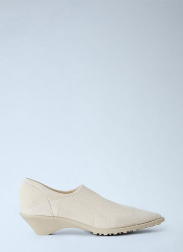 LN-CC® - Camper x Issey Miyake: Anna Ribbed Pointed-Toe Loafers - Beige Camper x Issey Miyake Anna Ribbed Pointed-Toe Loafers Beige cim0266008