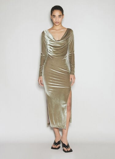 Helmut Lang Draped Velvet Dress Green hlm0254005