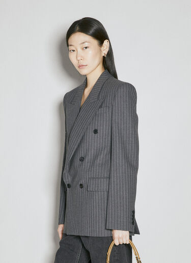 Saint Laurent Oversized Pinstripe Wool Blazer Grey sla0254038