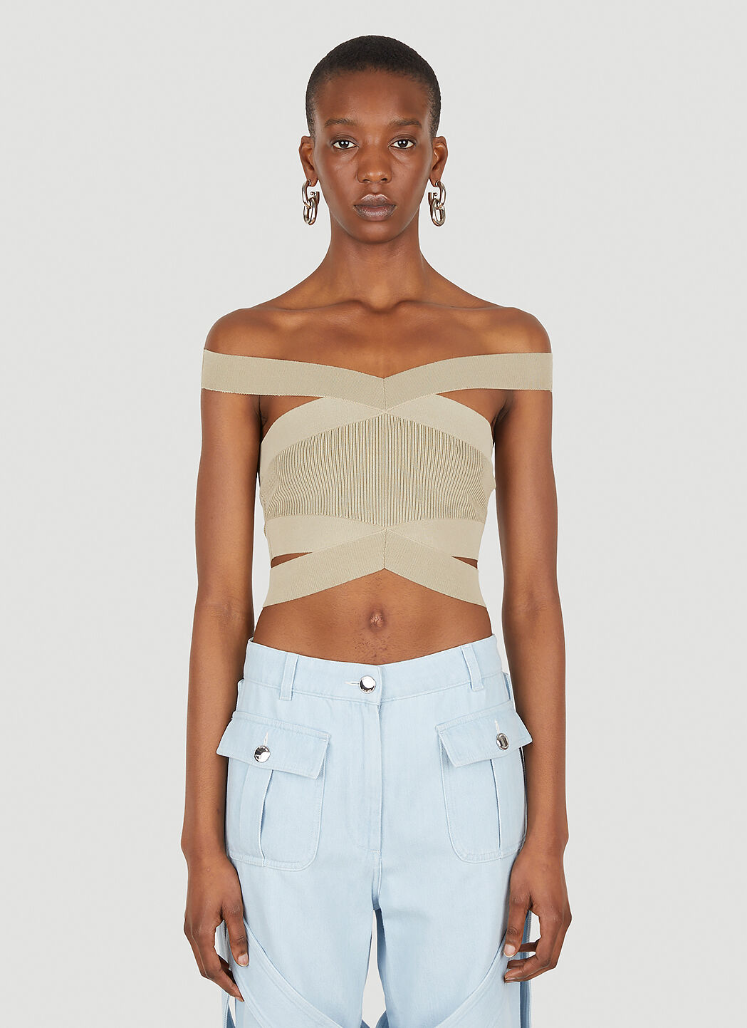 Dion Lee Cross Rib Bustier Top in Beige LN CC