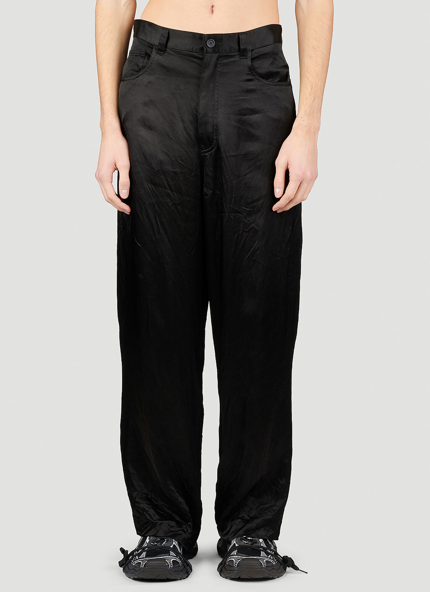 Balenciaga Five Pocket Satin Pants In Black