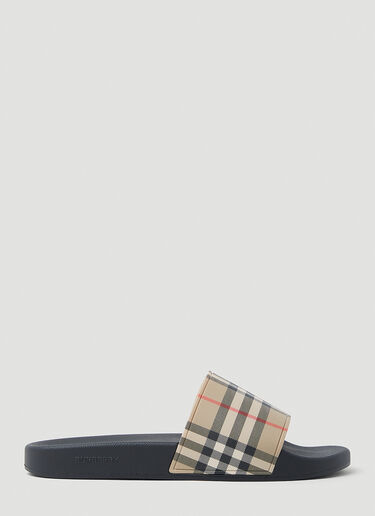 Furley Vintage Check Slides Burberry Furley Vintage Check Slides Beige bur0149078