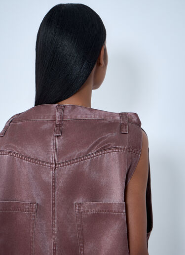 Issey Miyake Satin Denim Sleeveless Top Brown ism0263002
