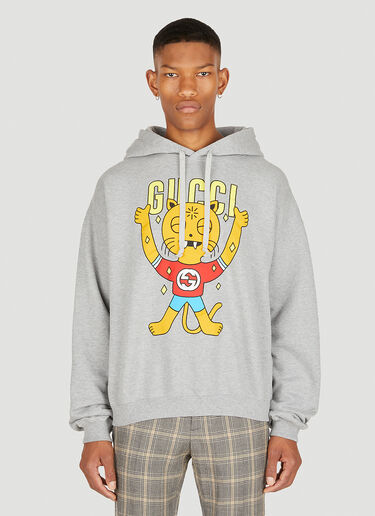 Gucci Cat Print Hooded Sweatshirt Grey guc0150106