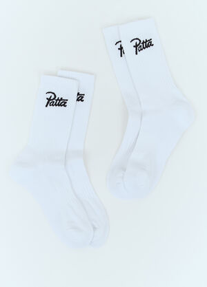 Patta Set Of Two Script Logo Sport Socks Black pat0156009