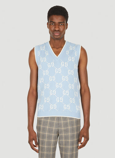 Gucci GG 민소매 펄 니트 스웨터 라이트 블루 guc0150045