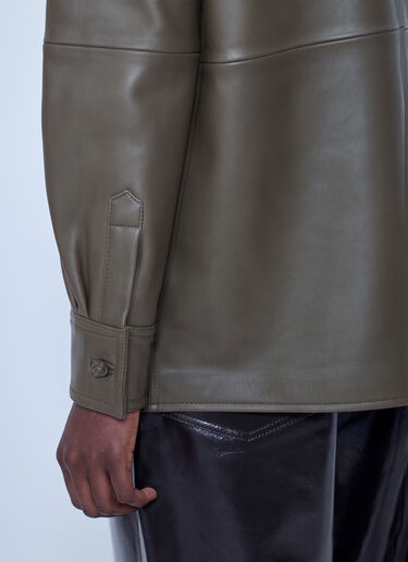 LN-CC® - RÓHE: Leather Pankou Closure Overshirt - Green RÓHE Leather Pankou Closure Overshirt Green roe0266017