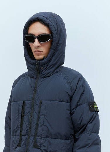 Real Down Hooded Compass Patch Coat Stone Island Real Down Hooded Compass Patch Coat Navy sto0154030