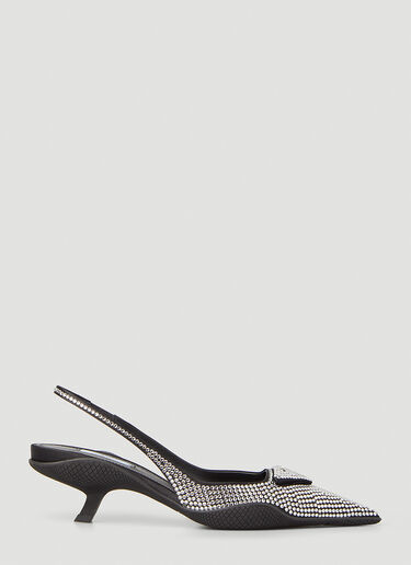 Prada Crystal Studded Slingback Heels Silver pra0247006