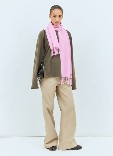 Acne Studios Skinny Fringe Wool Scarf Pink acn0257030