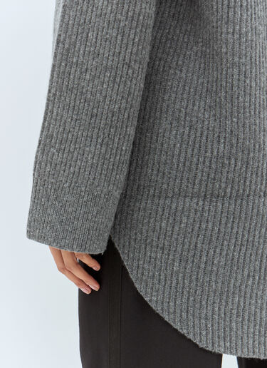 TOTEME Long-Scarf Wool Sweater Grey tot0258010