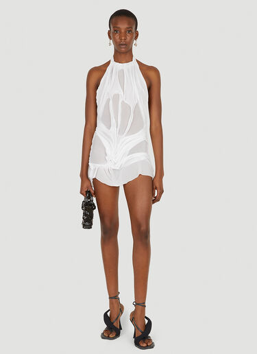 DI PETSA Wet Look Halter Mini Dress White dip0250004