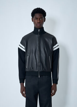 Wales Bonner Leather Logo Motif Bomber Jacket Black wbn0162006