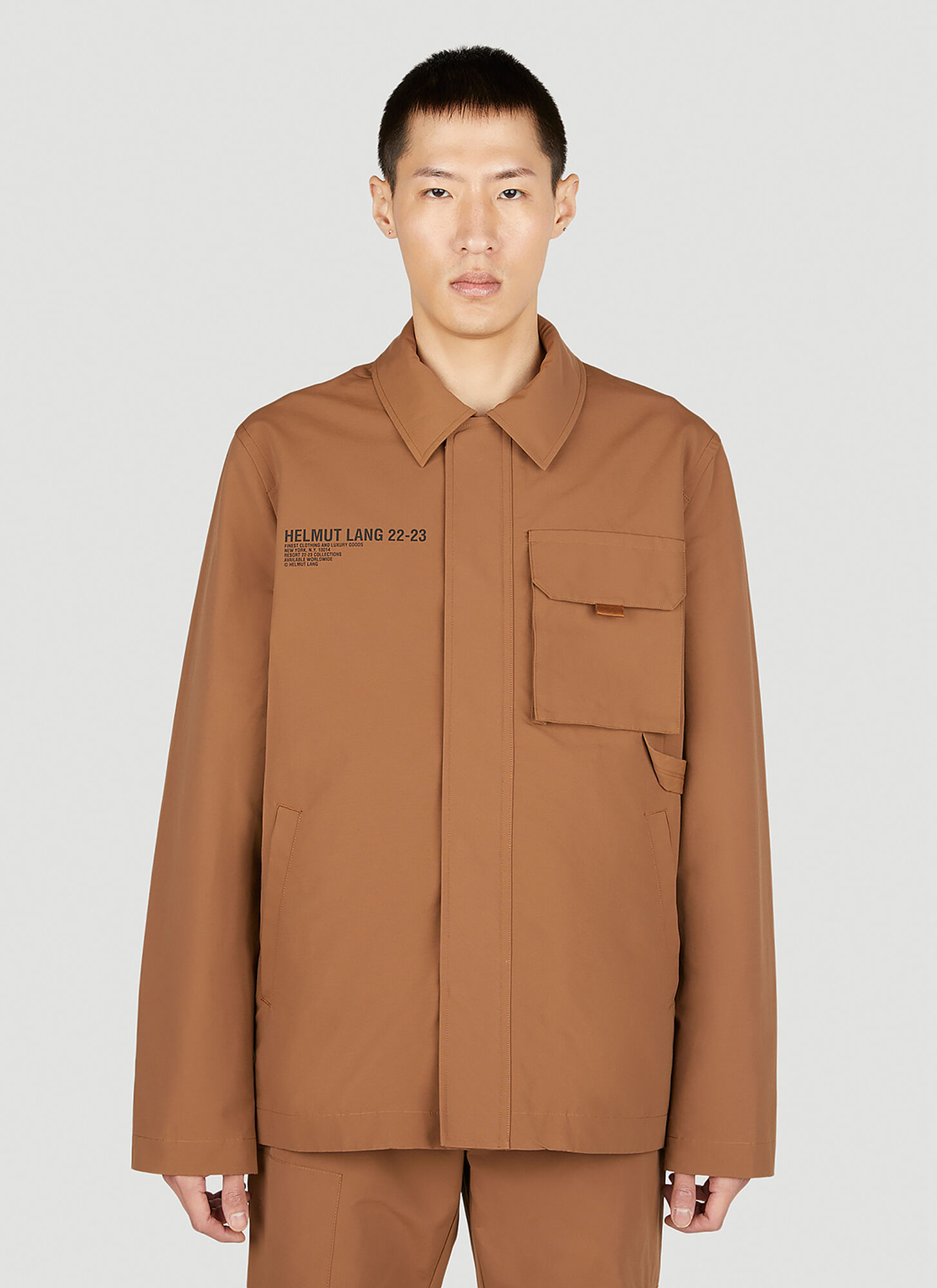 Shop Helmut Lang Utility Logo Jacket In Brown