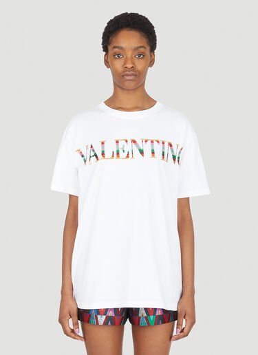 Valentino Sequin Logo T-Shirt White val0247006