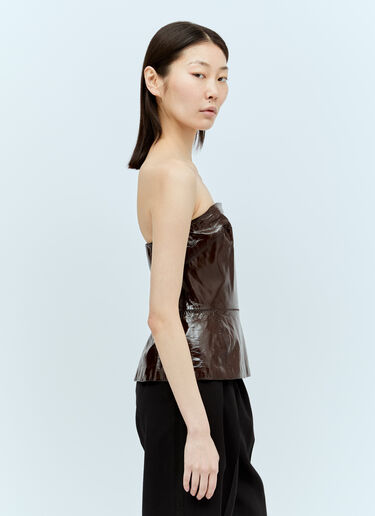 Dries Van Noten Patent Leather Bustier Top Brown dvn0254002