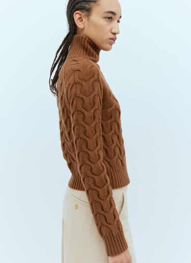 Max Mara One-Sleeve Cable Knit Sweater Brown max0254043
