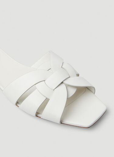 Saint Laurent Tribute Flat Sandals Ivory sla0249104