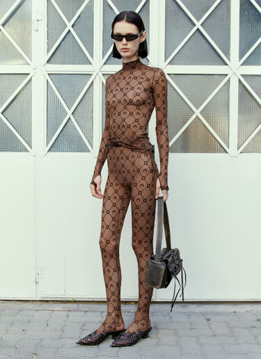 Marine Serre Regenerated Monogram Mesh Top Brown mrs0254010
