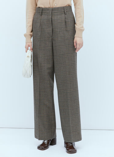 Miu Miu Check Pants Brown miu0254013