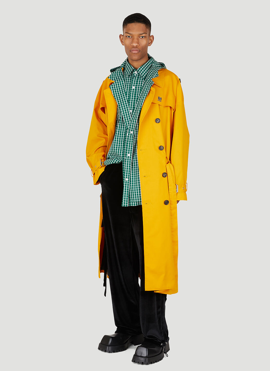 Hood By Air Men s Neck Pillow Trench Coat in Yellow LN CC