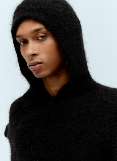 Aaron Esh Mohair Tied Hooded Sweater Black ash0154002