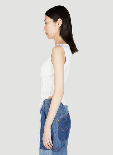 Marine Serre Lace-Up Corset Top White mrs0252026