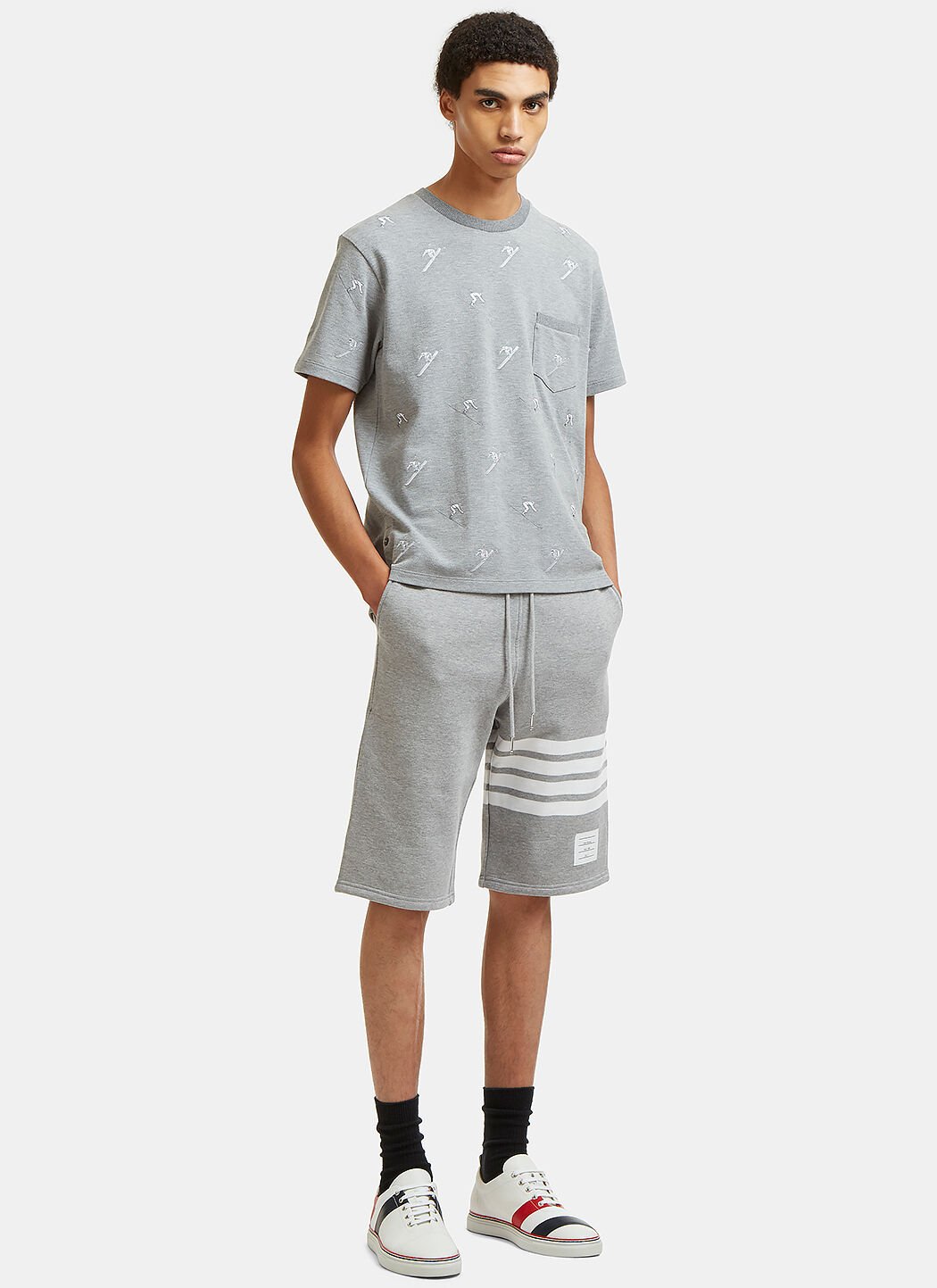 Thom Browne 4-Bar stripe track shorts - Grey