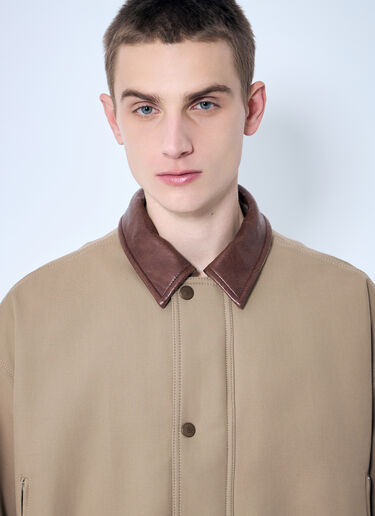 Acne Studios Twill Jacket With Leather Collar Beige acn0159002