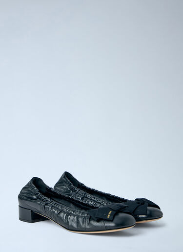 Prada Leather Bow Detail Ballet Flats Black pra0263008
