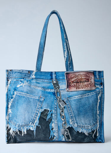 LN-CC® - Acne Studios: Trompe-L'Oeil Tote Bag - Blue Acne Studios Trompe-L'Oeil Tote Bag Blue acn0364006