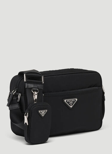 Prada Re-Nylon and Saffiano Leather Shoulder Bag Black pra0248030