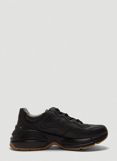 Gucci Rhyton Iridescent Logo Leather Sneakers Black guc0135049