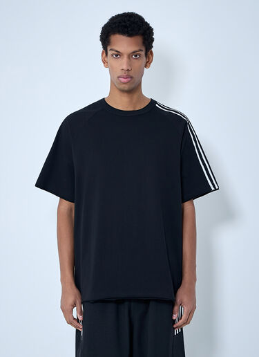 Y-3 Striped Shoulder Cotton T-Shirt Black yyy0364027