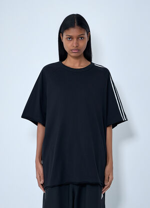 Y-3 Striped Shoulder Cotton T-Shirt Black yyy0364027
