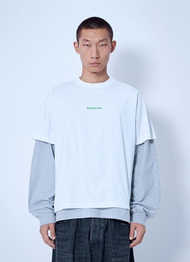 LN-CC® - Balenciaga: Hybrid Double T-Shirt - White Balenciaga Hybrid Double T-Shirt White bal0166011