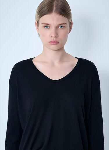 Rick Owens Hiked Long Sleeve Top Black ric0261013