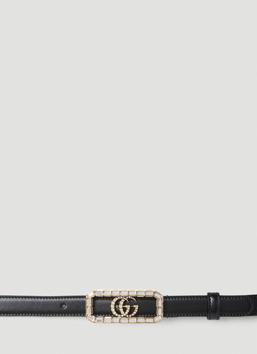 Gucci Crystal Double G Buckle Belt Black guc0253156