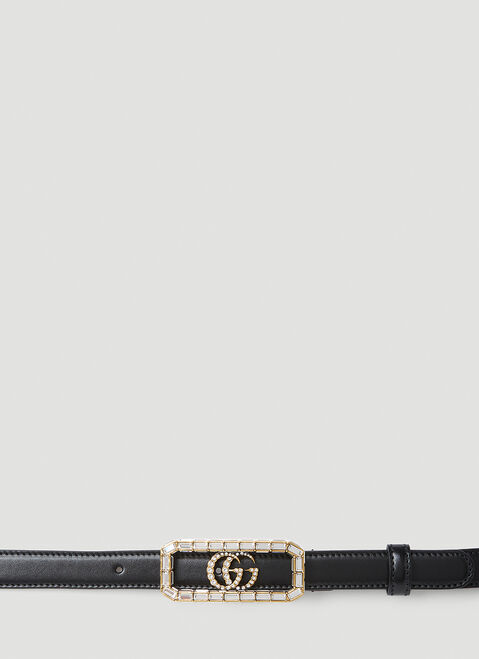 Vivienne Westwood 크리스털 Double G 버클 벨트 블랙 vvw0254030