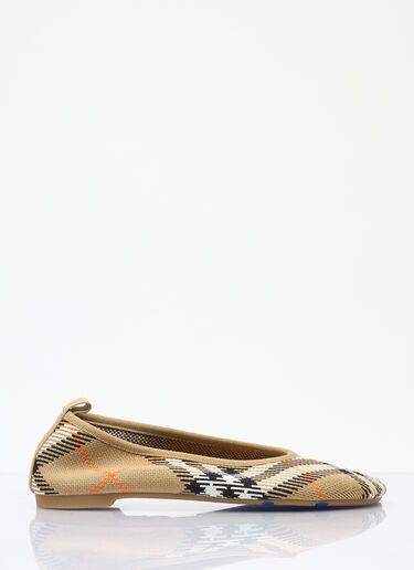 Burberry 格纹针织婴儿芭蕾鞋 米色 bur0258020