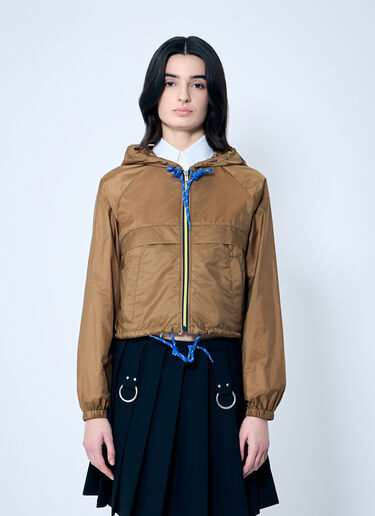 Prada Re-Nylon Hooded Jacket With Contrast Trims Burgundy pra0260026