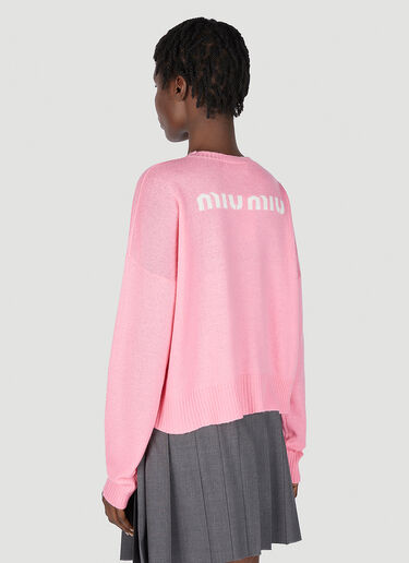 Logo Intarsia Sweater Miu Miu Logo Intarsia Sweater Pink miu0252003