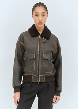 The Row Adonis Leather Jacket Black row0258017