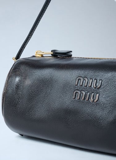 徽标图案皮革单肩包 Miu Miu 徽标图案皮革单肩包 棕色 miu0262003