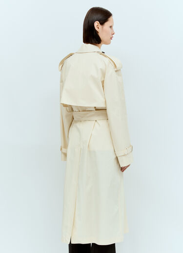 Burberry Long Gabardine Trench Coat Cream bur0255044